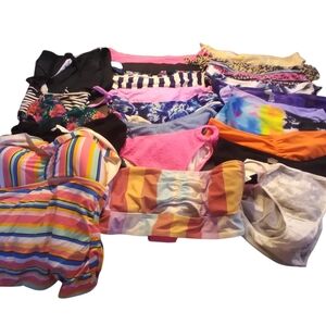 Mixed Women's Swimwear Bundle - Multicolor Stripes & Tie-Dye. Size L Beach Pool